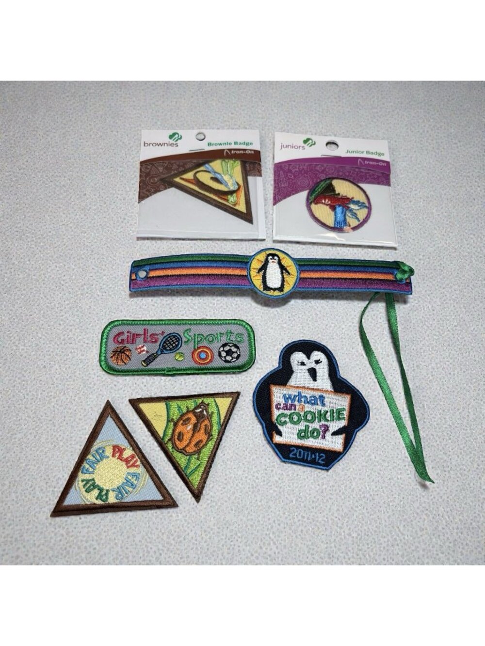 New Lot Of 7 Brownie Girl Scout Badges Iron On Patches Variety Mixed